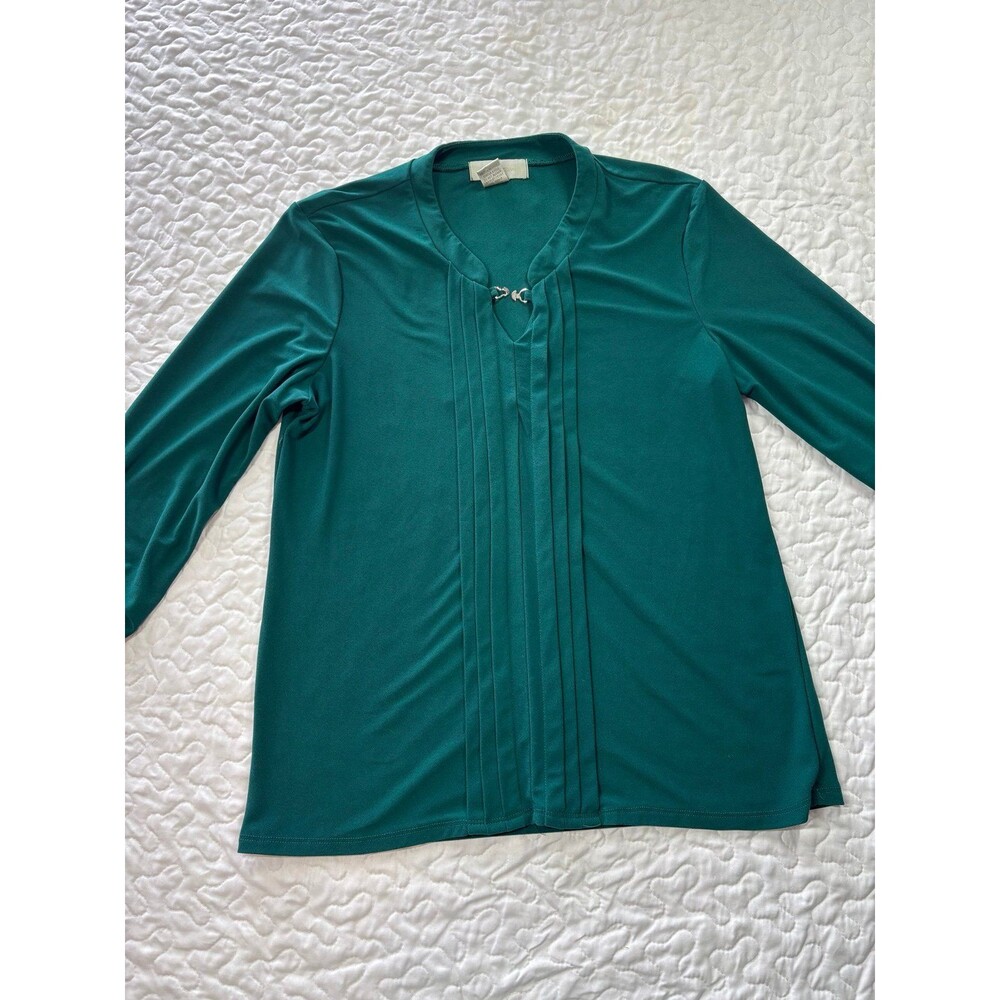 Emma & Olive Dark Green Textured Blouse size large